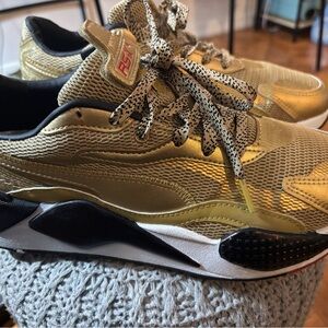 Puma Gold and Black Athletic Shoes